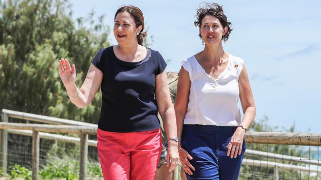 Premier Annastacia Palaszczuk introducing Labor candidate Kaylee Campradt. Picture: Nigel Hallett