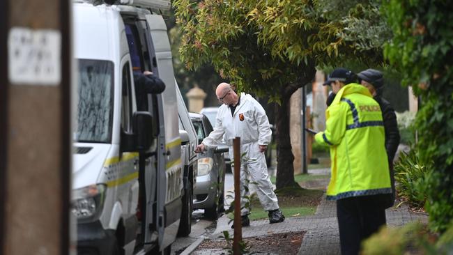 Police at the scene of the alleged murder. Picture: Keryn Stevens