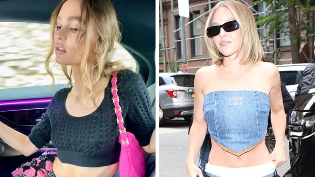 Celebrities are embracing a revealing Gen Z fashion trend. Picture: Backgrid/Instagram