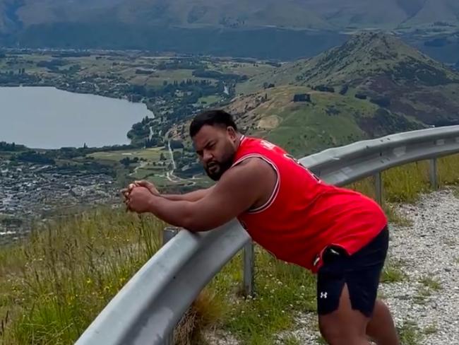 Taniela Tupou in Queenstown, where he completed a frightening bungy jump.