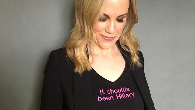 Sarrah Le Marquand will spend more time in the T-shirt she made eight years ago when Hillary lost the presidential nomination to Obama. (Pic: Supplied)