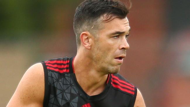 MELBOURNE, AUSTRALIA - FEBRUARY 19: Ryan Crowley of the Bombers runs with the ball during the Essendon Bombers AFL Intra-Club match at True Value Solar Centre on February 19, 2016 in Melbourne, Australia. (Photo by Scott Barbour/Getty Images)