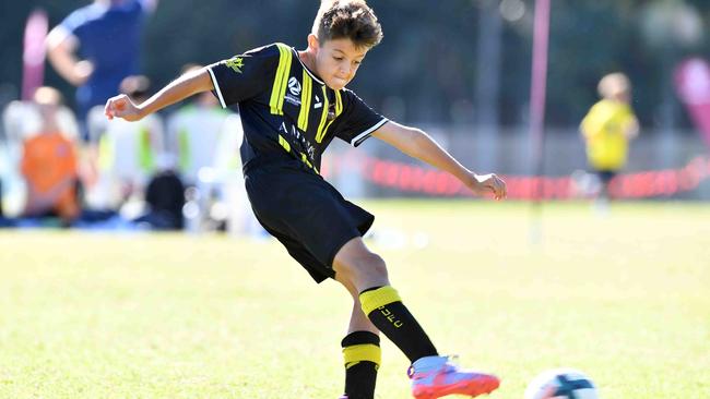 SOCCER: Junior football carnival, Maroochydore. Moreton Bay United V Strikers, U12 boys. Picture: Patrick Woods.