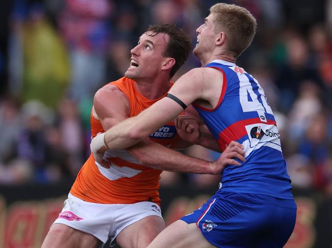 The veteran has proven a valuable asset for Kingsley, providing assistance to Kieren Briggs in the ruck battle. Picture: Daniel Pockett/Getty Images