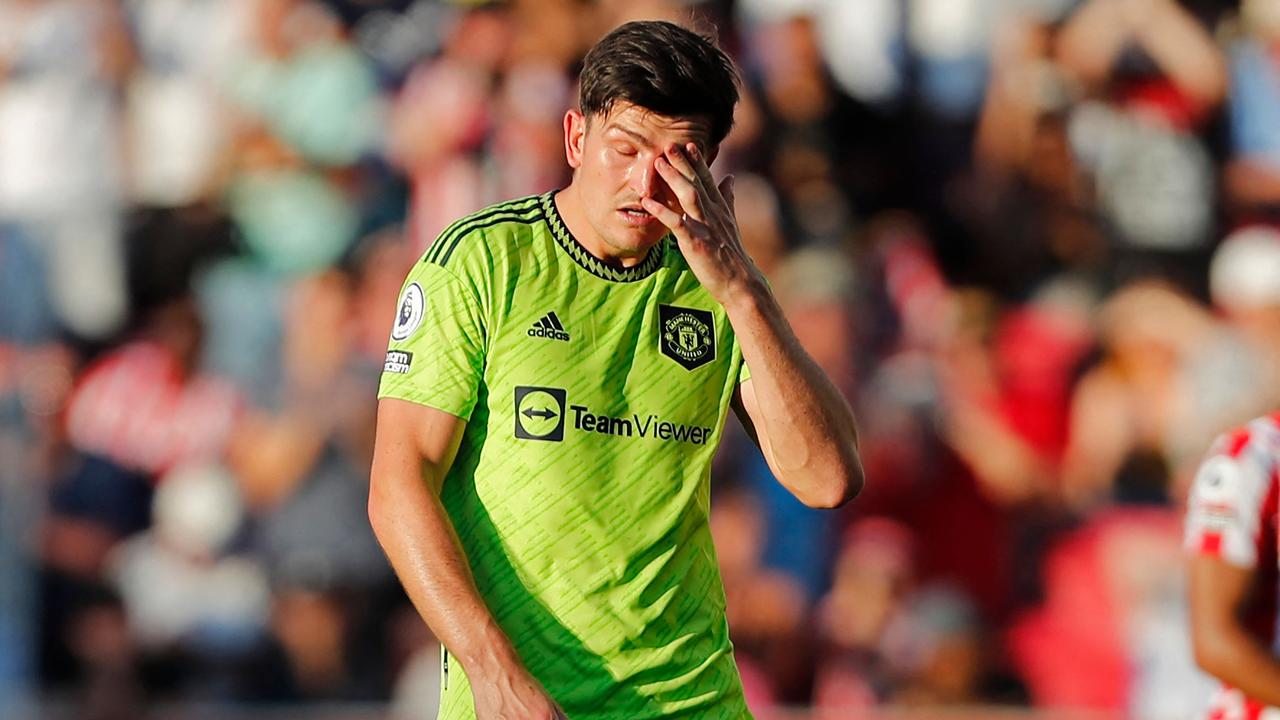 Manchester United's English defender Harry Maguire is stunned. Photo by Ian Kington / AFP