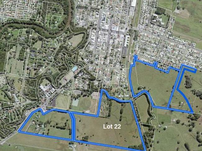 The council-owned Lot 22  and adjoining sites in the Saltwater Creek Precinct on the southern edge of Mullumbimby.