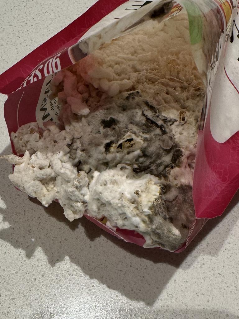 But she found a huge clump of mould in it. Picture: Supplied