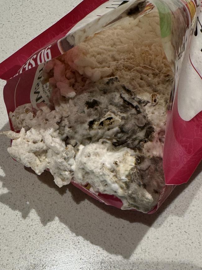 But she found a huge clump of mould in it. Picture: Supplied