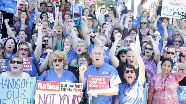 Wyong hospital will remain in public hands are a series of public protests, including this massive rally at Kanwal in October last year. Picture: Mark Scott