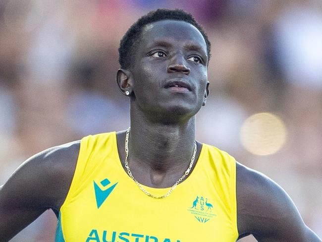 BIRMINGHAM, ENGLAND - AUGUST 7: Peter Bol of Australia before the start of the Men's 800m Final during the Athletics competition at Alexander Stadium during the Birmingham 2022 Commonwealth Games on August 7, 2022, in Birmingham, England. (Photo by Tim Clayton/Corbis via Getty Images)