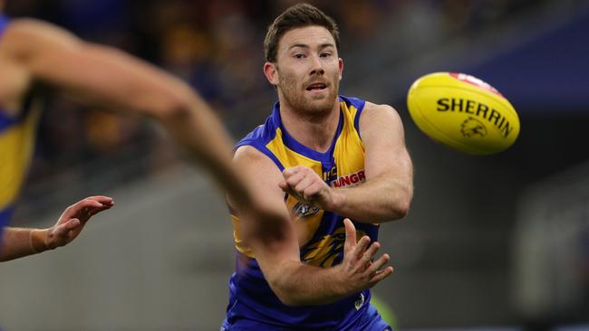 Mission for the Bombers: Don’t kick the footy near Jeremy McGovern. Picture: AAP