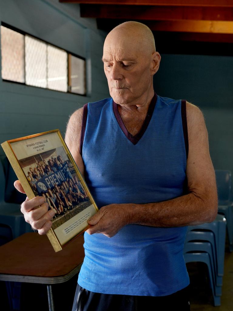 Wayne Paech wearing his old guernsey at his former footballer at the club in November 2024. Picture: Dean Martin