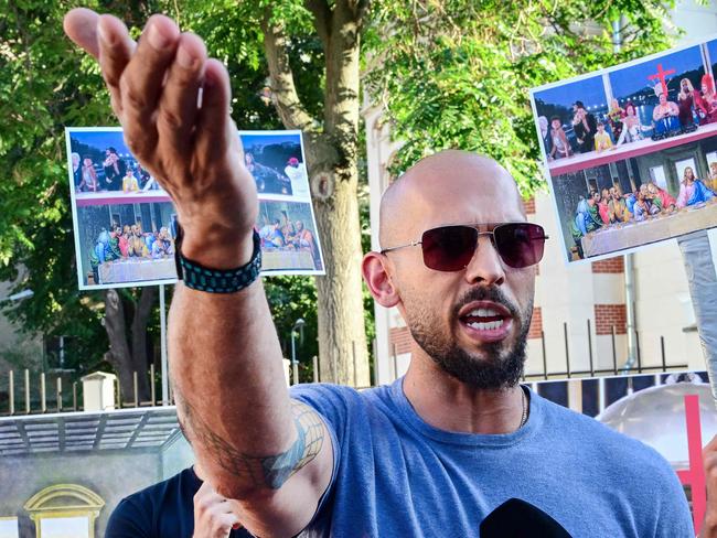 Manfluencer Andrew Tate. “I’ve been witness to young boys in classrooms, Year 7 students, particularly making the Andrew type hand gestures.” Picture: AFP