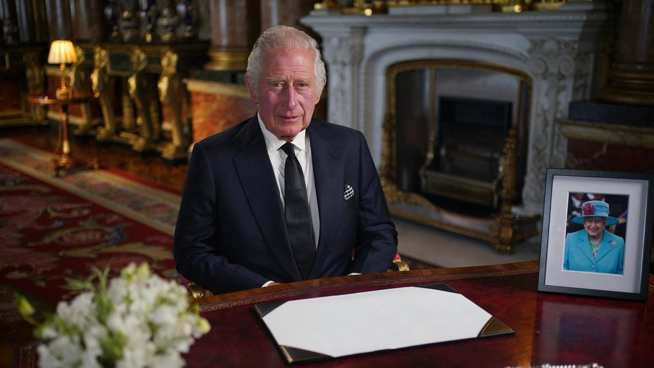 Britain's King Charles III makes a televised address to the Nation and the Commonwealth from the Blue Drawing Room at Buckingham Palace in London on September 9, 2022, a day after Queen Elizabeth II died at the age of 96. Picture: AFP