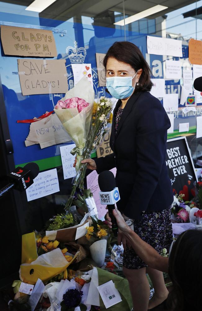 Gladys Berijiklian arrives at her office in Northbridge. Picture: Sam Ruttyn