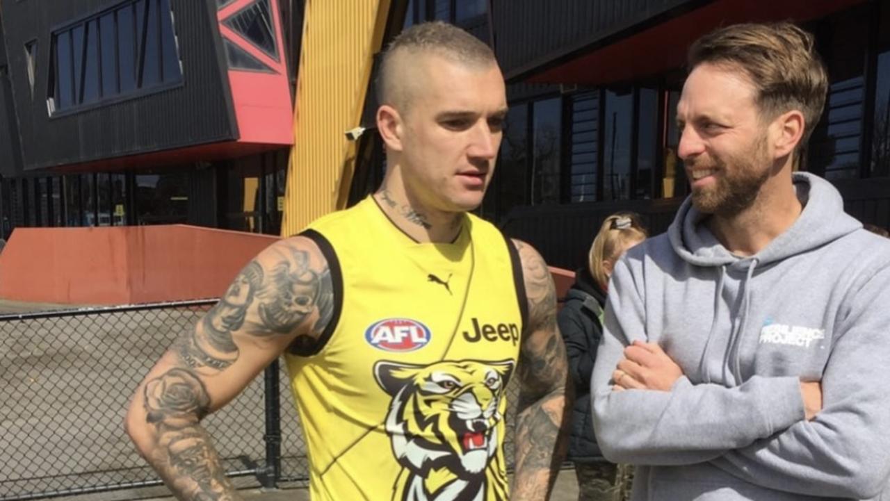 Hugh van Cuylenburg with Dustin Martin in the lead up to the Richmond’s 2017 premiership. Picture: Supplied