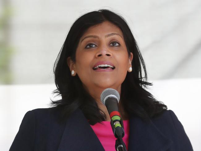 greens leader Samantha  Ratnam at a Pro Palestine Rally in Melbourne CBD. SundayNovember 12. 2023. Picture: David Crosling