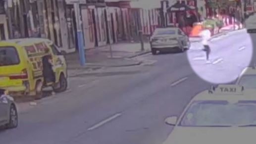 The victim, who was pursued by the group, ran towards the entrance of the Dog and Duck hotel. Pictures: Courts SA.