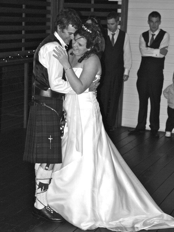 Reid and Bek Murray at their wedding reception in 2012. Picture: Contributed