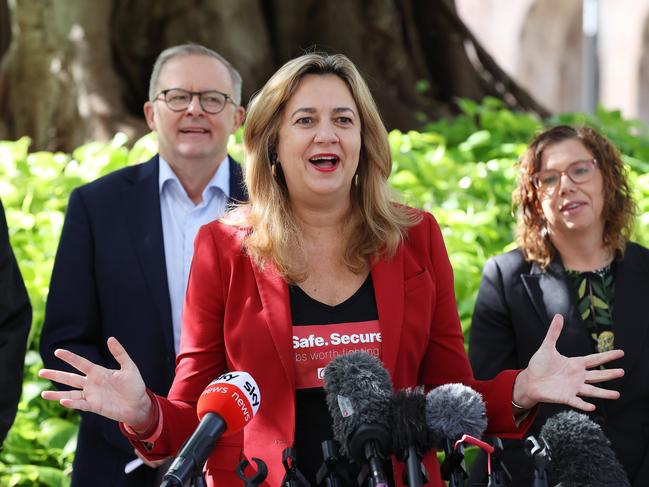 Labor leader Anthony Albanese during a press conference with QLD Premier Annastacia Palaszczuk Picture: Liam Kidston