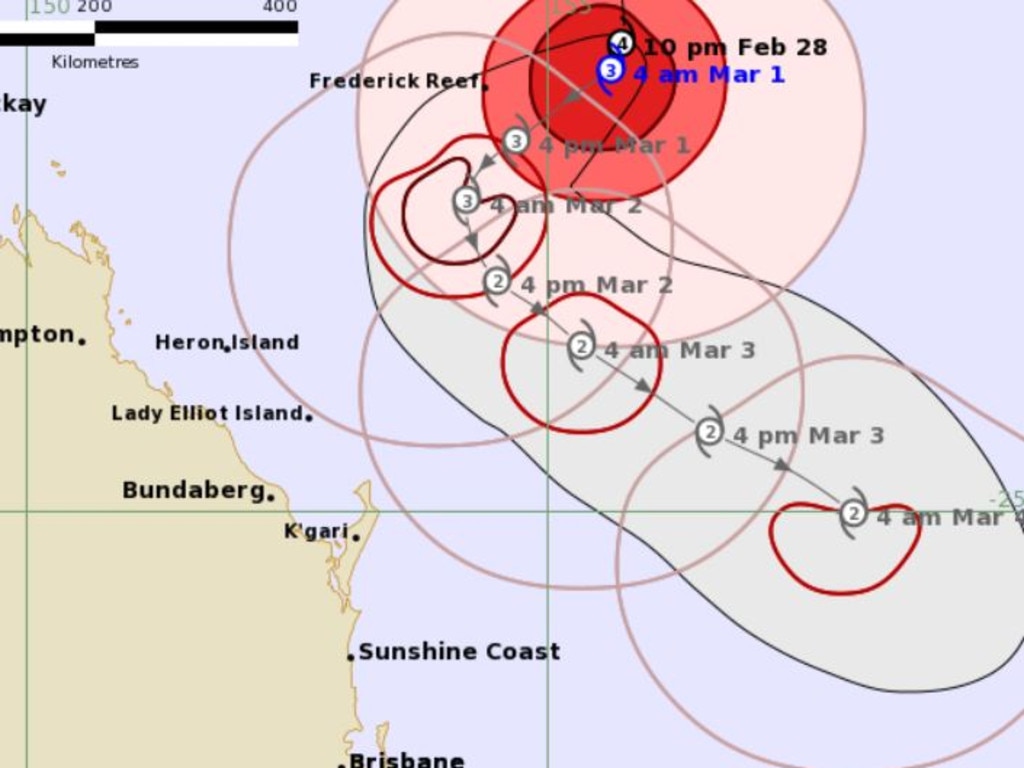 Tropical Cyclone Alfred’s latest movements. Picture: BOM