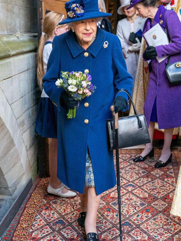 The Queen using a cane on October 12. Picture: Arthur Edwards/AFP