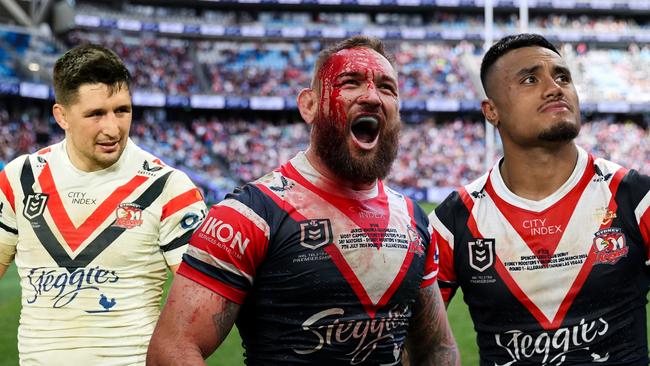 (L-R) Roosters enforcers Victor Radley, Jared Waerea-Hargreaves and Spencer Leniu.