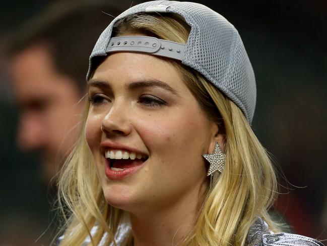 HOUSTON, TEXAS - OCTOBER 10:  Kate Upton looks on after the Houston Astros 6-1 win over the Tampa Bay Rays in game five of the American League Division Series at Minute Maid Park on October 10, 2019 in Houston, Texas. (Photo by Bob Levey/Getty Images)