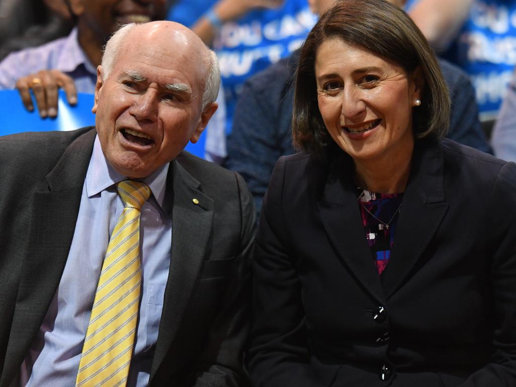 John Howard and Gladys Berejiklian. Picture: AAP Image/Mick Tsikas