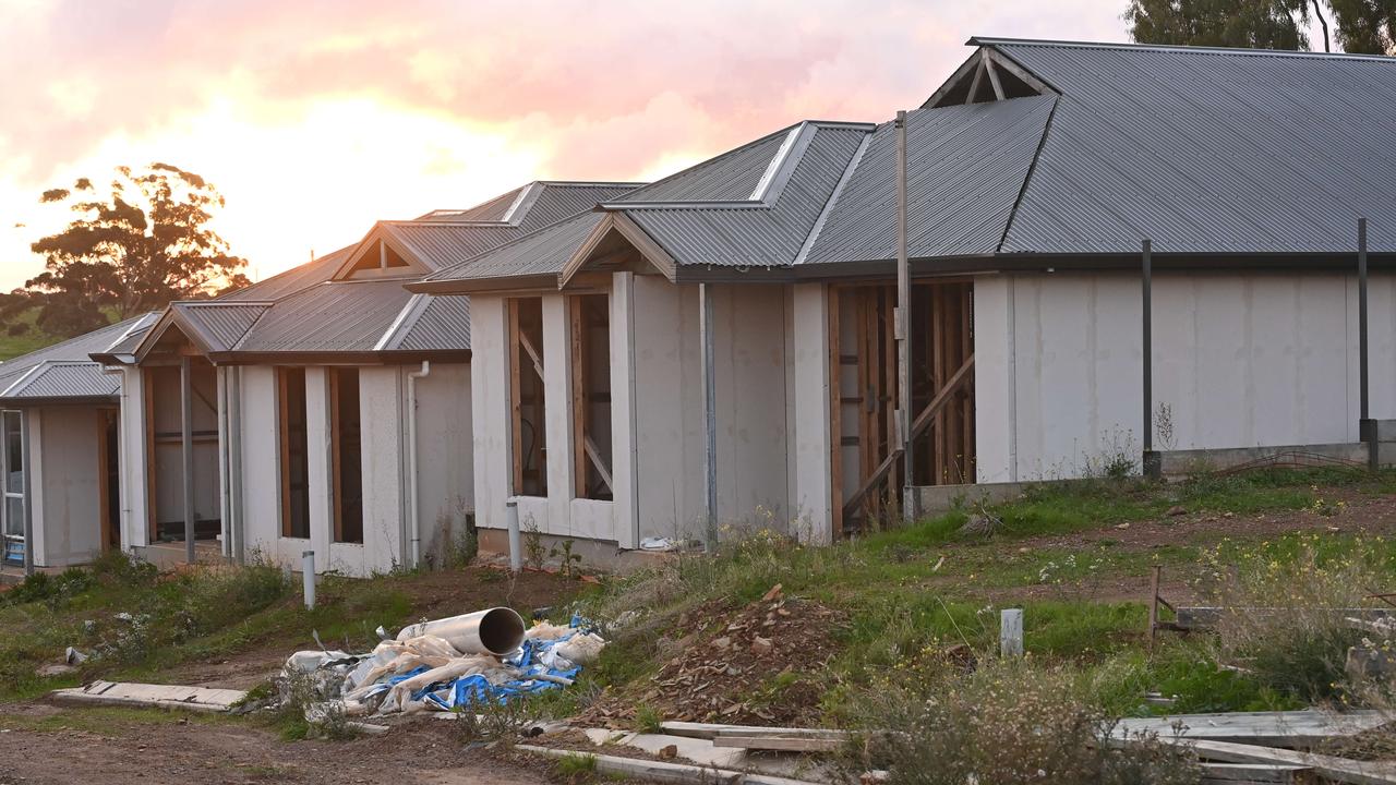 Some of the unfinished homes at O’Halloran Hill. Picture: Keryn Stevens