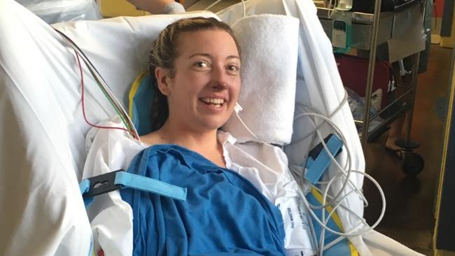 Sarah Joyce can’t work, has had 33 surgeries and 55 hospital admissions, spent 60 days in ICU and another six months in hospital. Photo: Supplied.