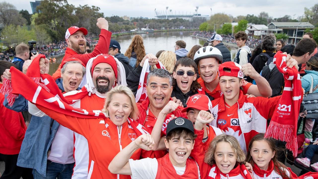 Swans fans have hit Melbourne. Picture: Jason Edwards