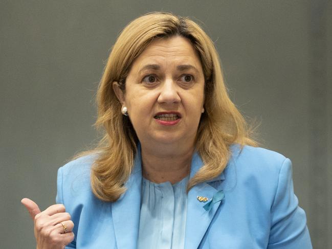 BRISBANE AUSTRALIA - NewsWire Photos OCTOBER 14, 2022: Queensland Premier Annastacia Palaszczuk address the floor during question time at Parliament House. NewsWire / Sarah Marshall