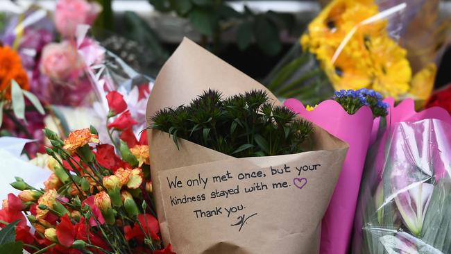 A tribute to Sisto Malaspina outside Pellegrini's Espresso Bar. Picture: Quinn Rooney/Getty Images