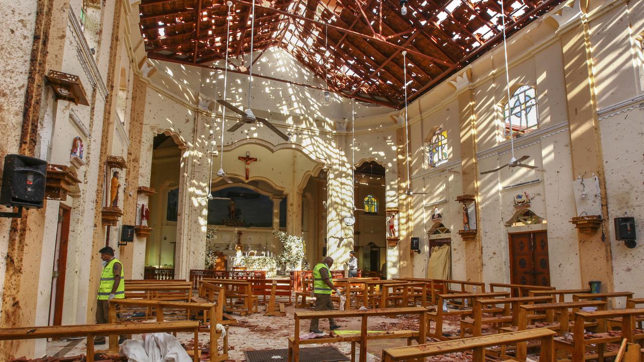 St. Sebastian's Church was damaged in blast in Negombo, north of Colombo, Sri Lanka. Picture: AP 