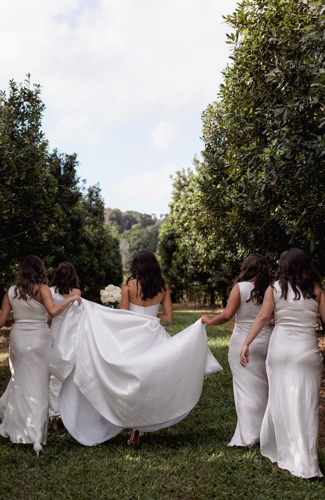 Kaylah Farrugia with her bridesmaids on her wedding day. Picture: Joey &amp; Jase