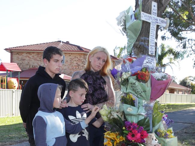 Jayden’s mum Rebecca Payne and some of his family. (AAP image/ Mark Scott)