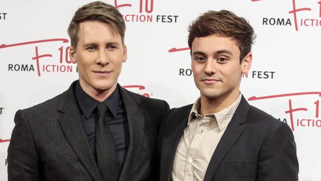 Dustin Lance Black (left) and diver Tom Daley are married. Picture: Rex Features/Splash News