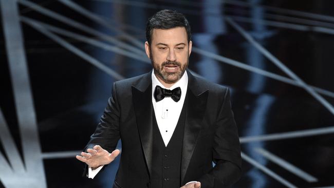 Host Jimmy Kimmel speaks at the Oscars. Picture: AP