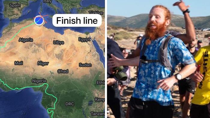 Russ Cook became the first man to run the length of Africa. Picture: Supplied
