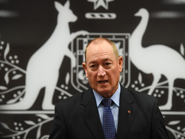 Senator Fraser Anning speaks during a press conference in Brisbane, Monday, March 18, 2019. The Senator has been widely criticised for posting an anti-muslim statement in regards to the New Zealand mosque attacks. (AAP Image/Dan Peled) NO ARCHIVING