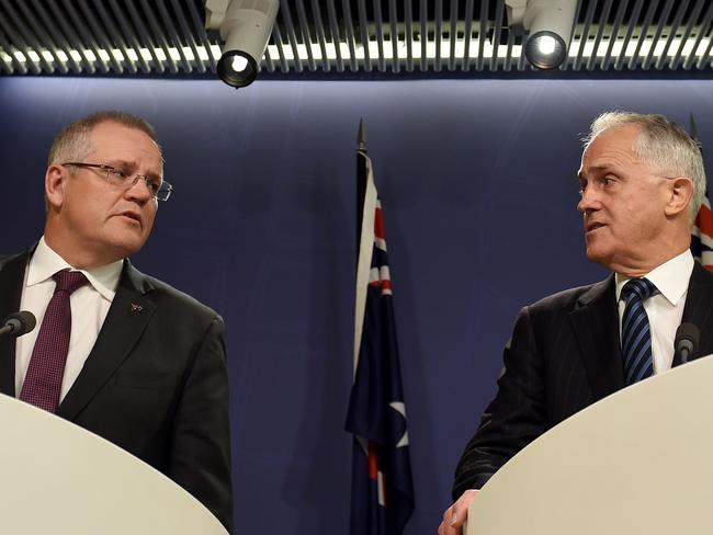 Treasurer Scott Morrison and Prime Minister Malcolm Turnbull moved to assure Australians their data was safe. Picture: Saeed Khan