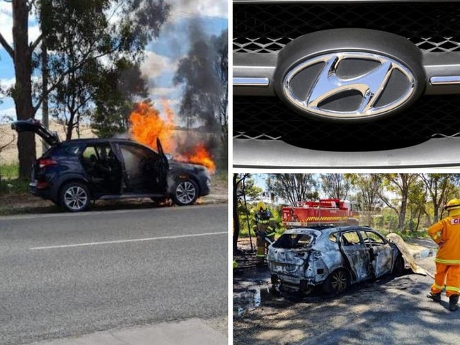 Horror moment packed car ‘burst into flames’