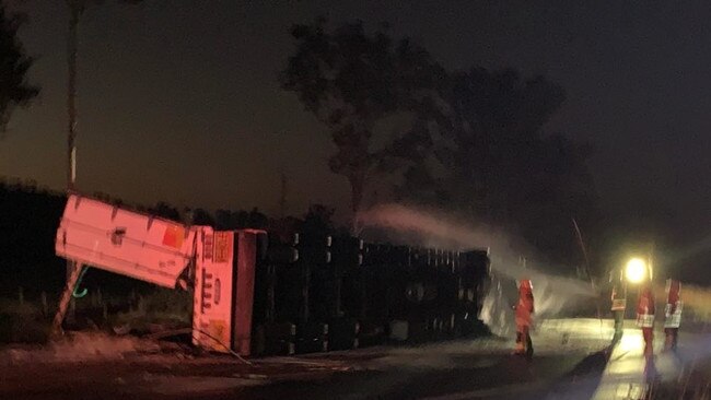 The truck driver was able to escape before it caught fire