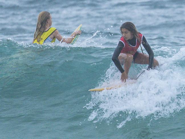Early Saturday heats of The Burleigh Heads Boardriders Single Fin Festival. Picture: Glenn Campbell
