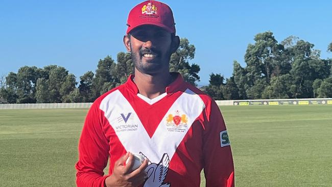 Ruwantha Kellepotha after his five-wicket haul for Casey South Melbourne on Saturday.