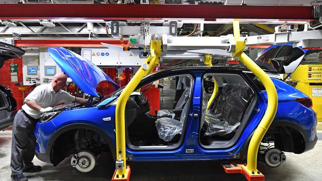 Assembly line for Opel’s "Grandland X" SUV cars. Picture: AFP