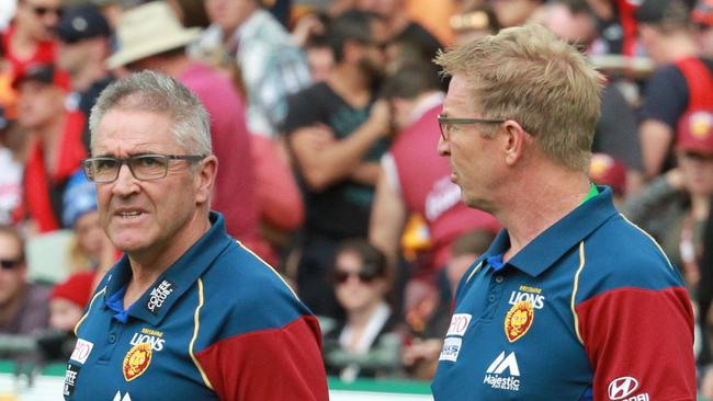 David Noble (right) with Brisbane coach Chris Fagan.