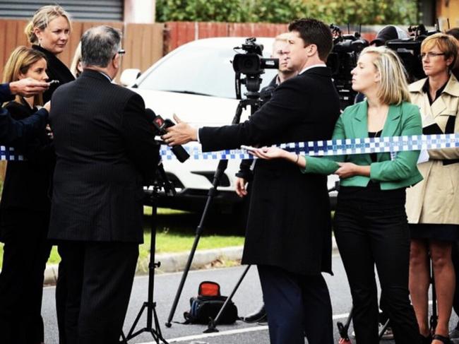 Argoon (green jacket) sporting a similarly unhelpful face to the one the magistrate was forced to confront at a police press conference.