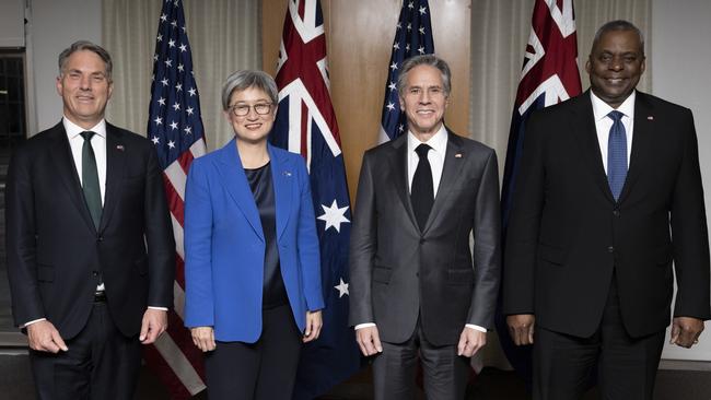 Richard Marles and Penny Wong with US Secretary of State Antony Blinken and Secretary of Defence Lloyd Austin. Picture: DoD.